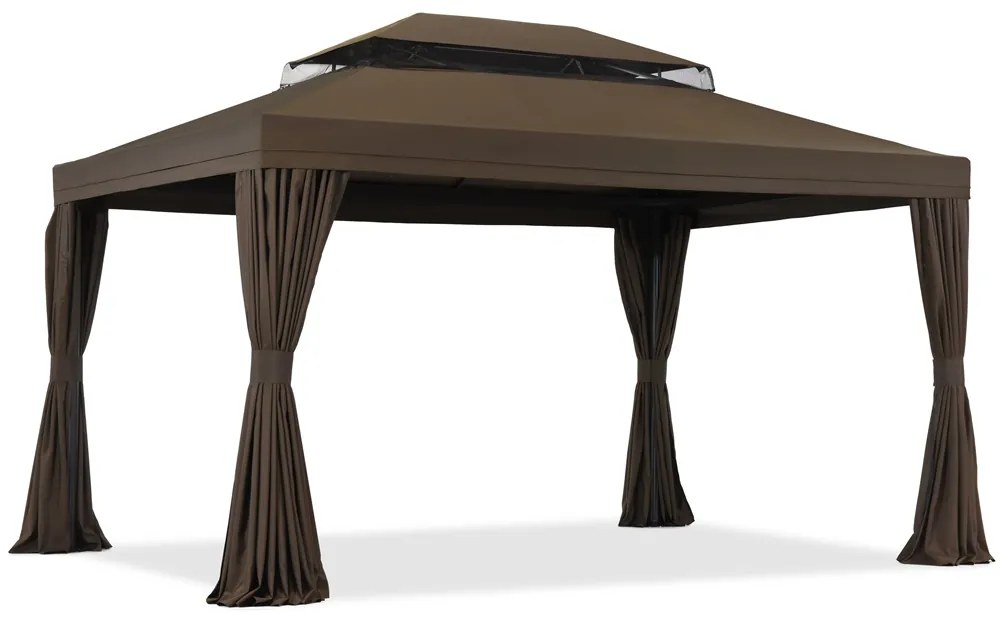 Bruin tuinpaviljoen met gordijnen Valencia 3x3m Garden Point