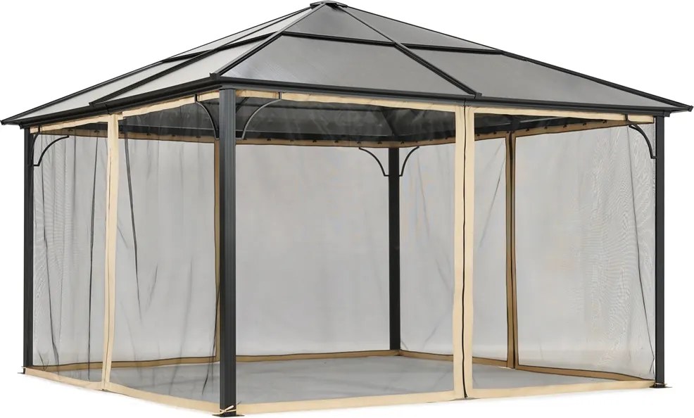 Moderne tuinprieel Santiago 4x4 m met klamboe Garden Point beige