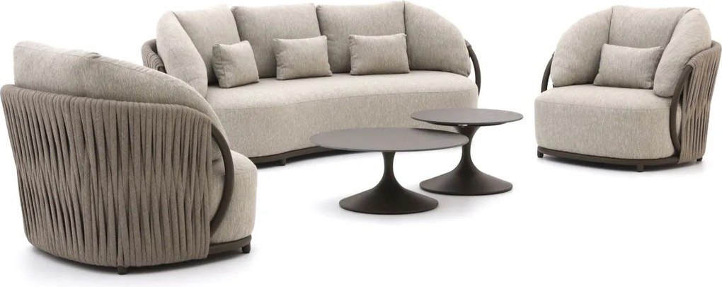 Stoel-bank loungeset SUNS | 5 personen | Loungeset Beige | Aluminium | Kees Smit Tuinmeubelen