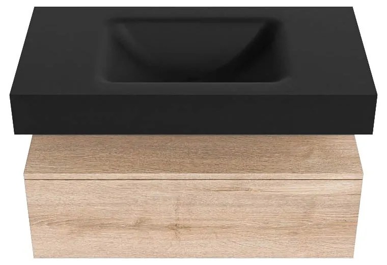 Zaro Alan badmeubel 90cm washed oak 1 lade met vrijhangende wastafel cloud midden 1 kraangat urban