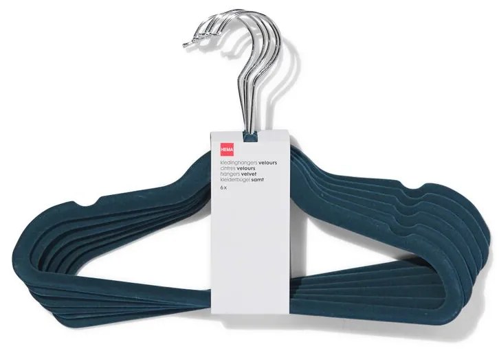 HEMA Kledinghanger Kind Velours Blauw - 6 Stuks (blauw)