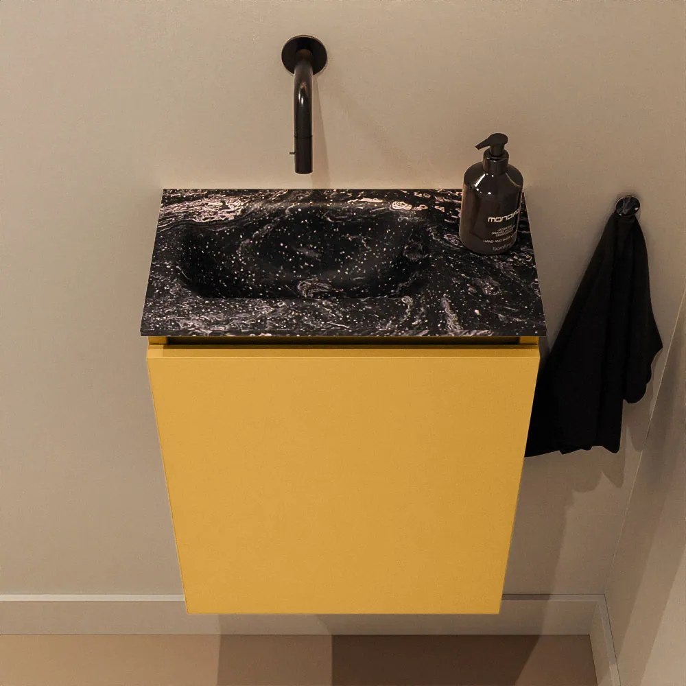 Mondiaz Ture DLux toiletmeubel 40cm ocher met wastafel lava links zonder kraangat