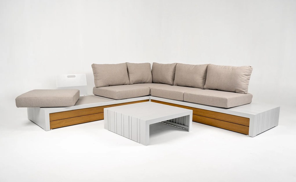 DATHO OUTDOOR Hoek Loungeset - Ibiza - Aluminium - Wit Beige - Datho Outdoor