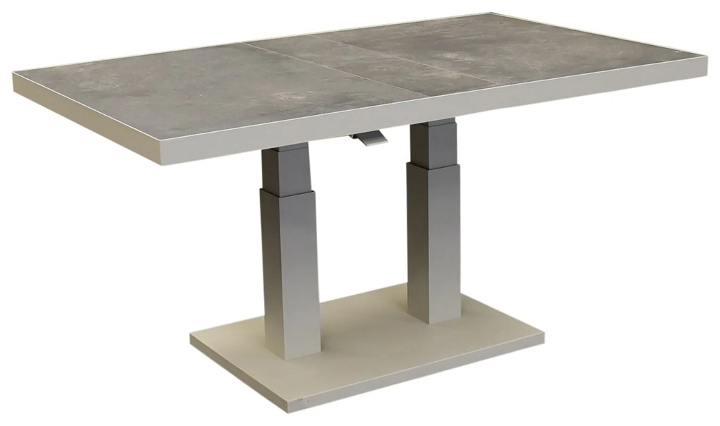 Pacific lounge-diningtafel 140x85xH49-72 cm in hoogte verstelbaar aluminium latte ceramic