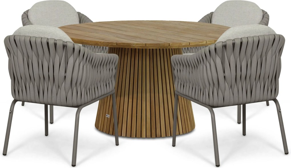 Tuinset 4 personen 140 cm Rope Taupe Santika Furniture Santika