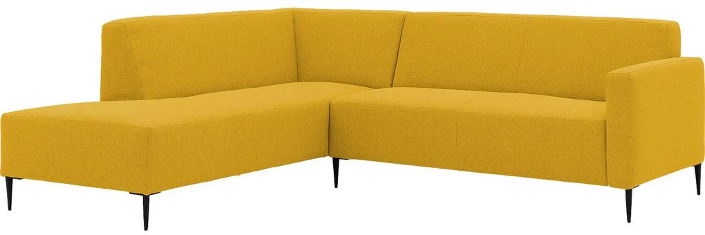 Goossens  Key West geel, stof, 2,5-zits, modern design met ligelement links