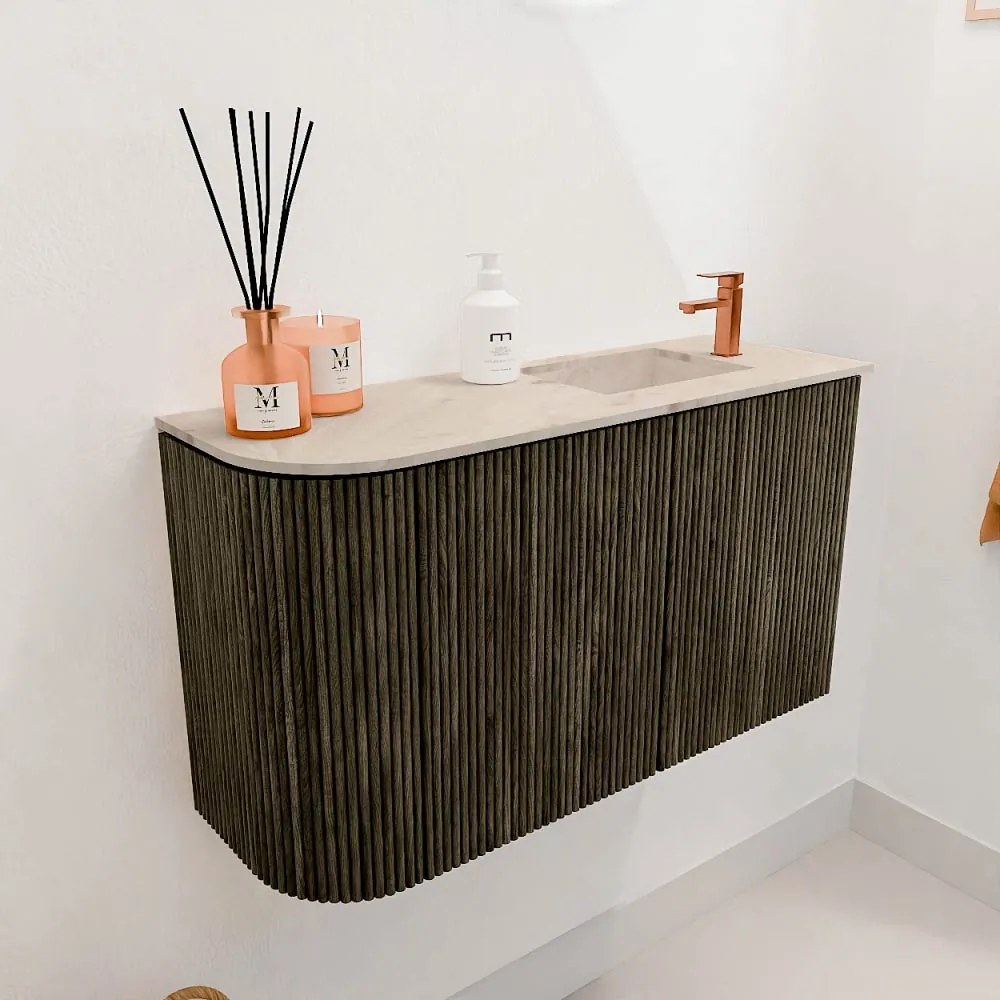 Mondiaz Joya DLux 70cm toiletmeubel ronding links shadow met wastafel faye rechts 1 kraangat frappe