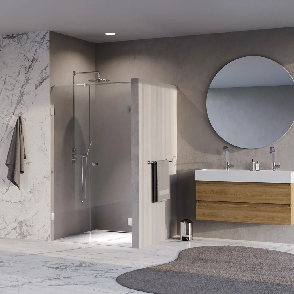 Brauer Void Carving profielloze nisdeur 120cm met draaideur 60cm aan muur chroom