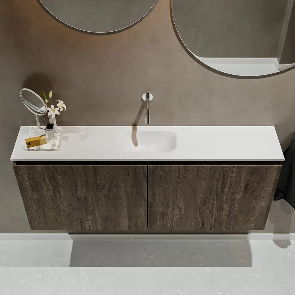 Mondiaz Ture 120cm toiletmeubel dark brown met wastafel talc midden geen kraangat