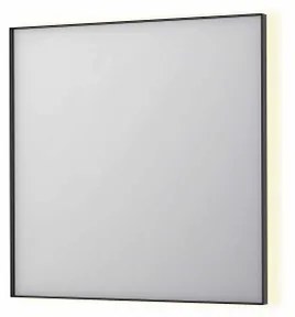 INK SP32 spiegel - 80x4x80cm rechthoek in stalen kader incl indir LED - verwarming - color changing - dimbaar en schakelaar - geborsteld metal black 8410045