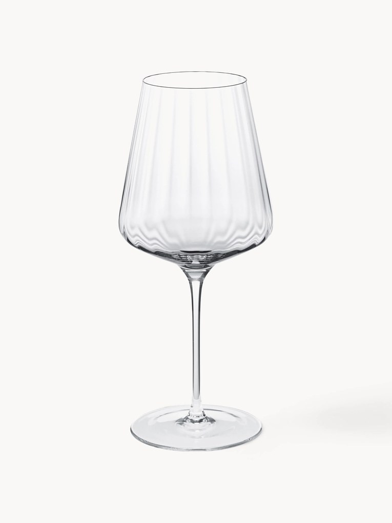 Rode wijnglazen Bernadotte met groefstructuur, 6-delig