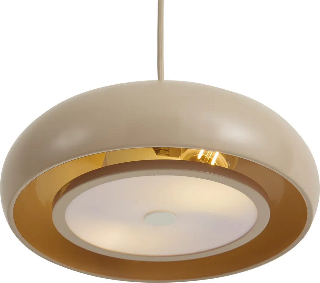 Retro hanglamp taupe met metalen kap 2-lichts - Macaron
