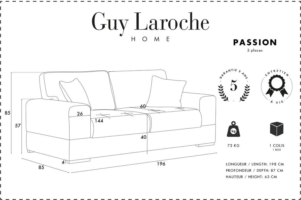 Guy Laroche Home | 3-Zitsbank Home Passion breedte 196 cm x diepte 85 cm x hoogte 85 cm lichtblauw zitbanken - bekleding: | NADUVI outlet