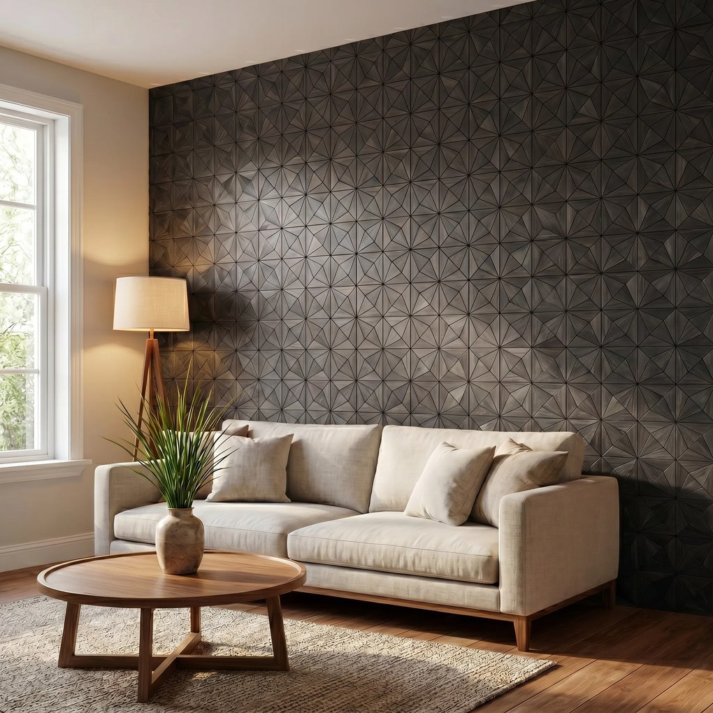 Decoratief Houten Wandpaneel | Nolan Black | 60×60 cm | Amerikaans Notenhout