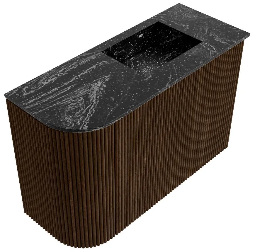 Mondiaz Joya DLux 60cm toiletmeubel ronding links walnut met wastafel faye rechts zonder kraangat lava