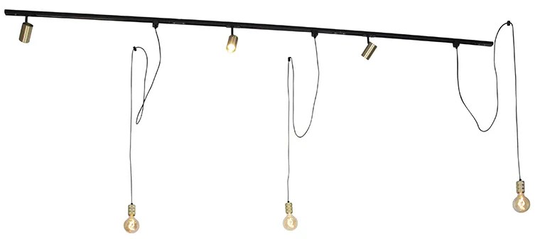 Modern railsysteem met 3 spots en 3 hanglampen goud 1-fase - Iconic Cavalux Jeana