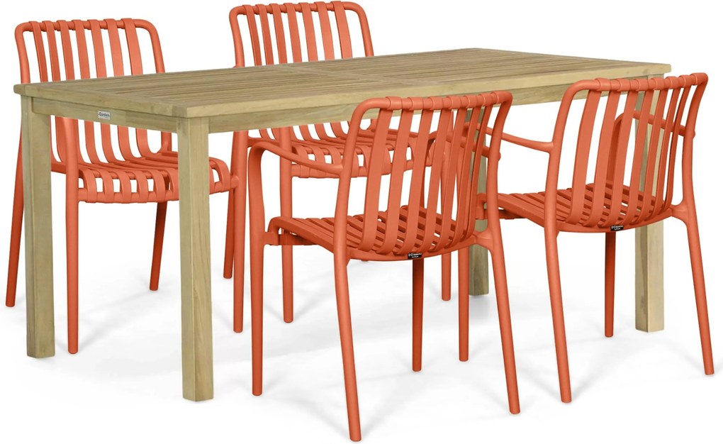 Tuinset 4 personen 160 cm Kunststof Oranje Domani Furniture Alba/Weston