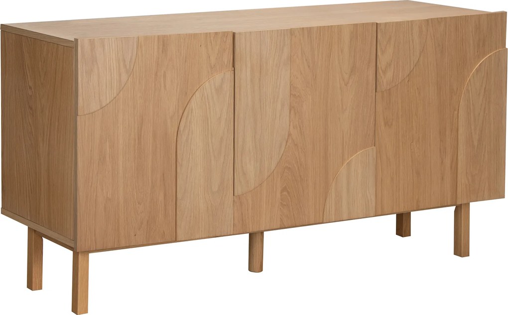 Eiken Dressoir Met 3D Vormen - 160x40x75cm.