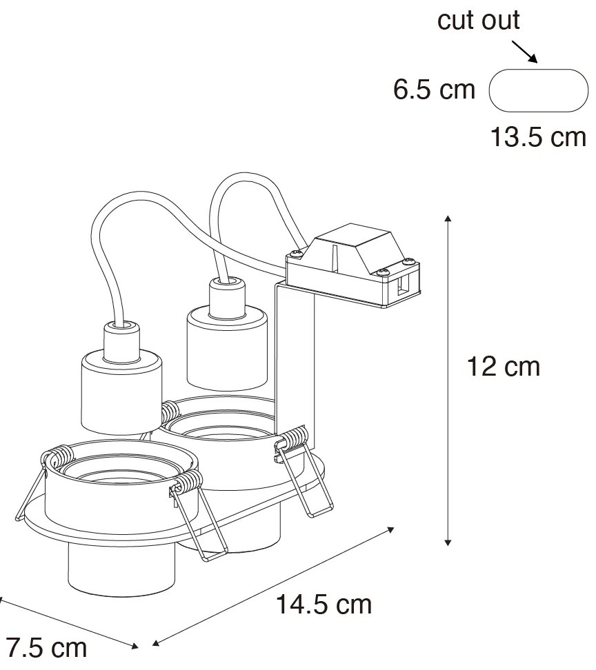Set van 6 inbouwspots donkerbrons GU10 35mm kantelbaar 2-lichts - Installa