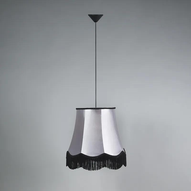 Stoffen Eettafel / Eetkamer Retro hanglamp zwart met grijs 45 cm - Granny Retro E27 rond Binnenverlichting Lamp