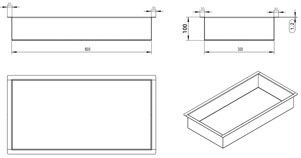 Mueller Black inbouwnis 30x60x10cm mat-zwart