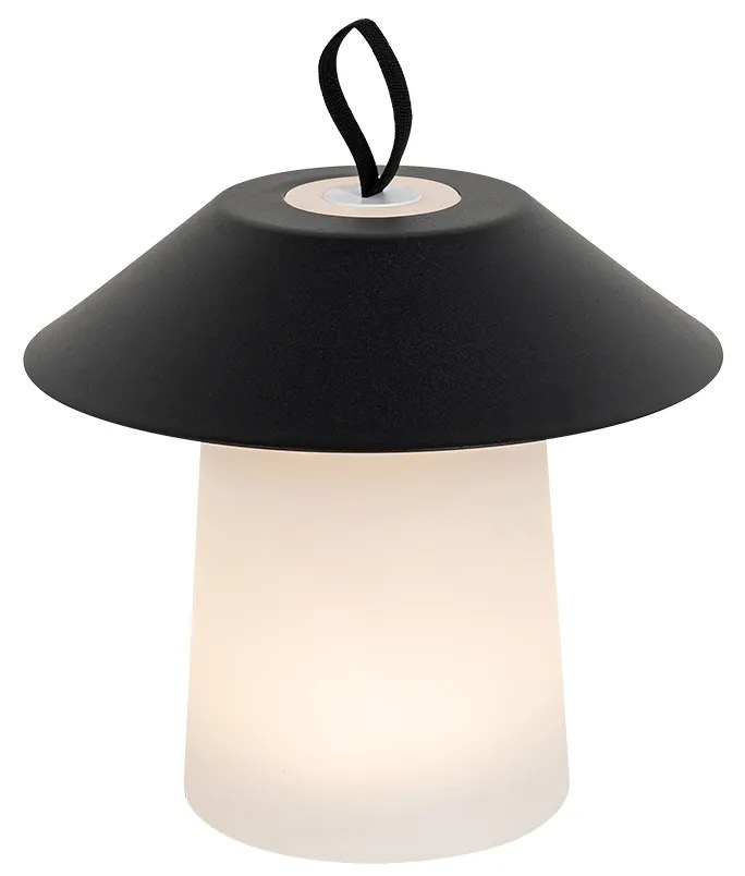 Buitenlamp met dimmer Tafellamp met dimmer mushroom zwart incl. LED oplaadbaar - Ivan Design IP44 Buitenverlichting rond Lamp