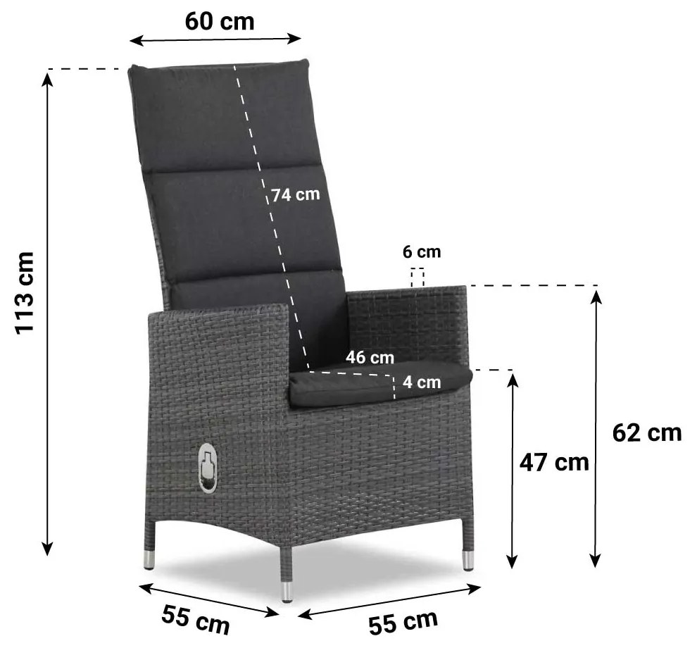 Tuinset 4 personen 160 cm Wicker Grijs Garden Collections Denver/Concept