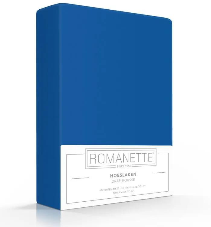 Romanette Luxe Hoeslaken Katoen - Kobalt 90 x 200