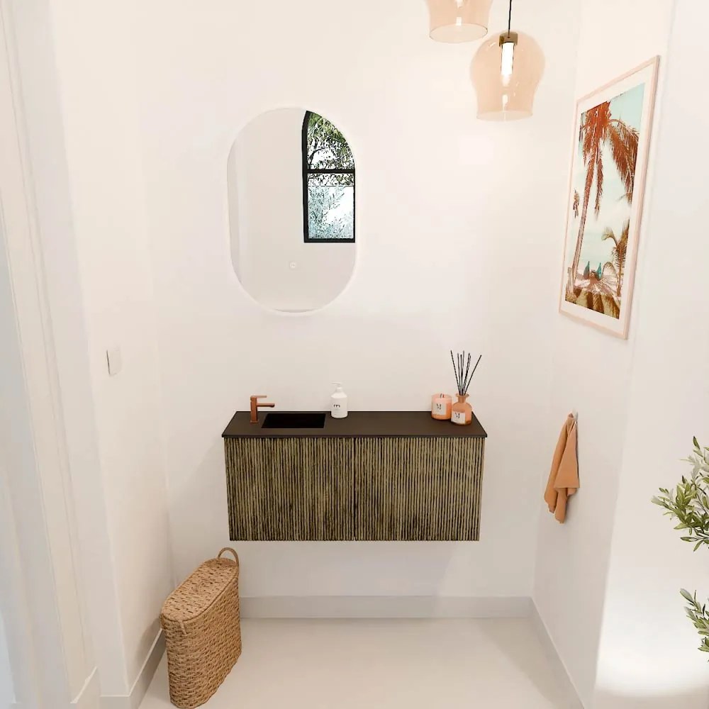 Mondiaz Joya 90cm toiletmeubel dusk met wastafel faye links 1 kraangat urban
