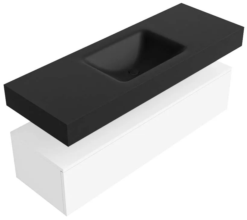 Zaro Alan badmeubel 130cm talc 1 lade met vrijhangende wastafel cloud midden 1 kraangat urban
