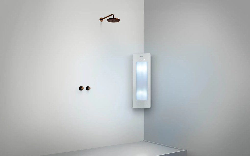 Sunshower Round Plus Small White infraroodlamp en UV 33x95x10cm hoekopbouw