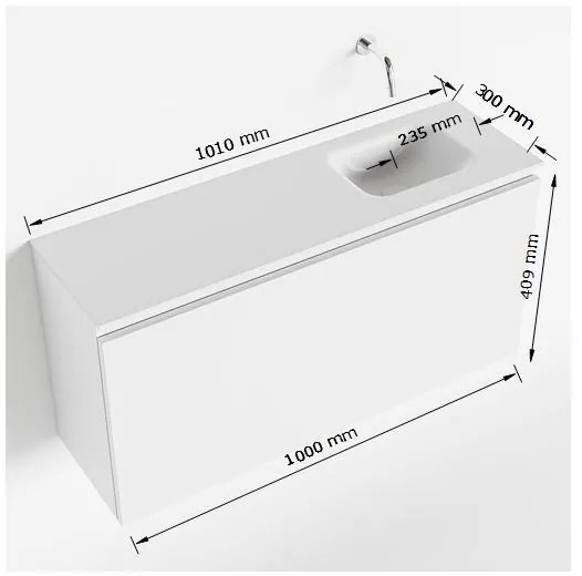 Mondiaz Olan 100cm toiletmeubel smoke met wastafel urban rechts geen kraangat