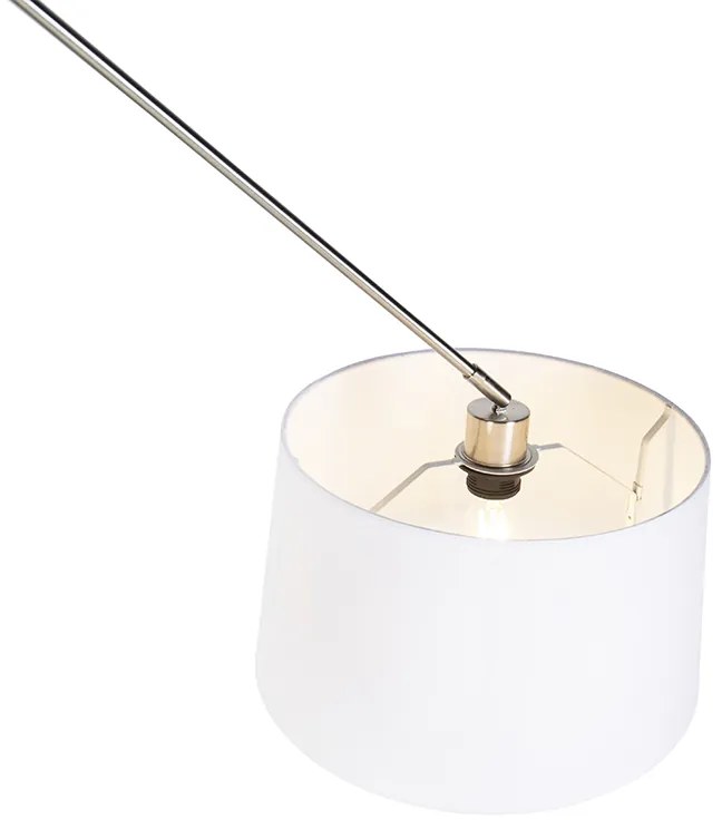 Hanglamp staal met linnen kap wit 35 cm - Blitz