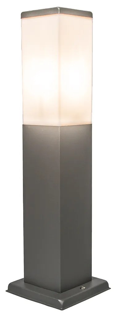 Moderne buitenlamp paal antraciet met opaal 45 cm IP44 - Malios Design, Modern E27 IP44 Buitenverlichting