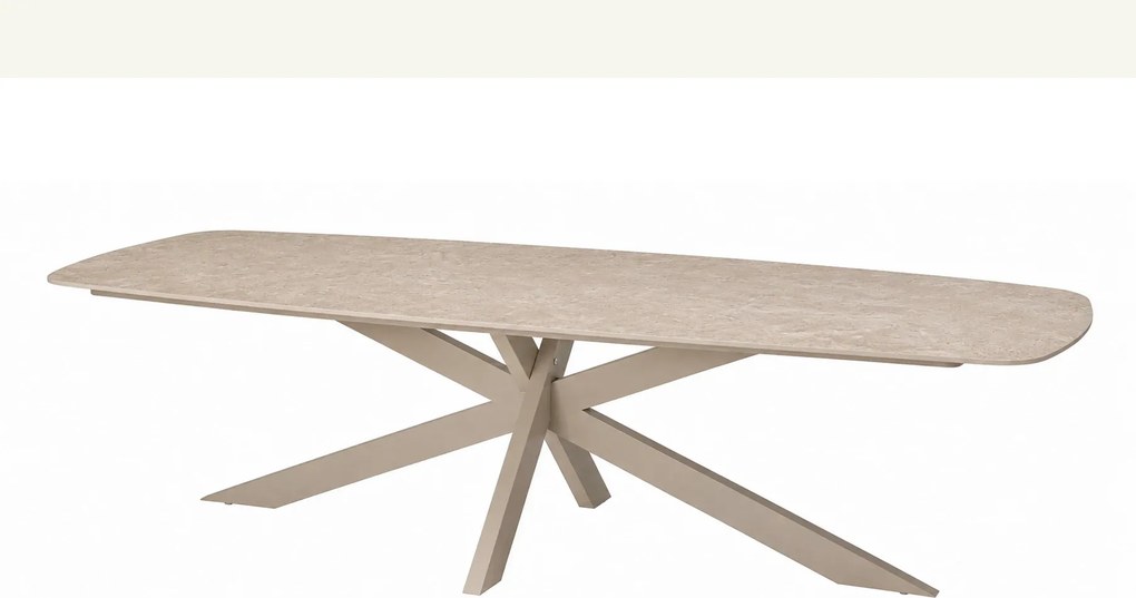 4 Seasons Outdoor Bernini tuinset latte met Prado tafel met barrelvormig blad 300 cm Tuinset beige weerbestendig