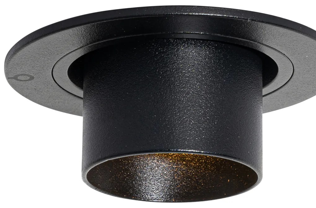 Set van 6 inbouwspots zwart GU10 35mm rond kantelbaar - Installa Binnenverlichting Lamp