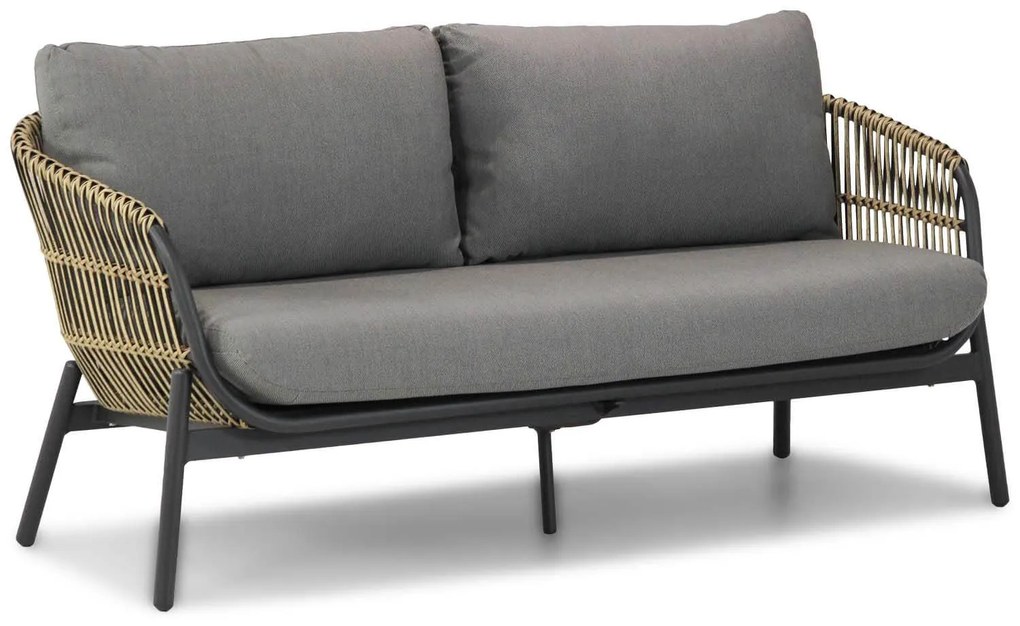 Stoel en Bank Loungeset Wicker Taupe 5 personen Coco Nathan/Montana