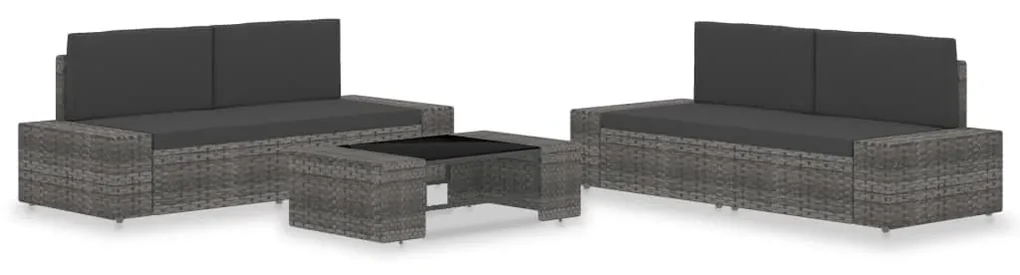 vidaXL 5-delige Loungeset poly rattan grijs