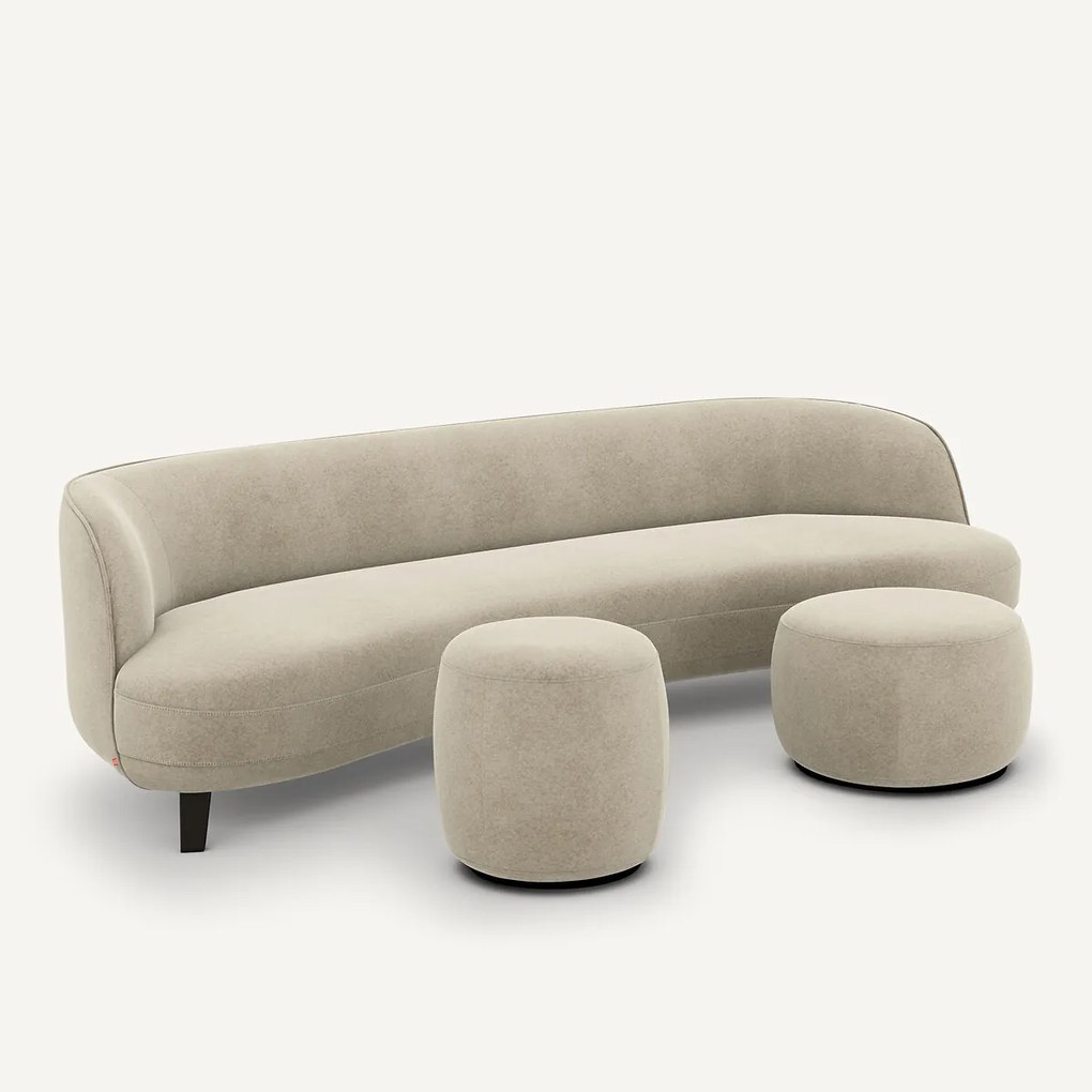 Voetenbank van linnen fluweel, Rosebury, ontwerp Emmanuel Gallina