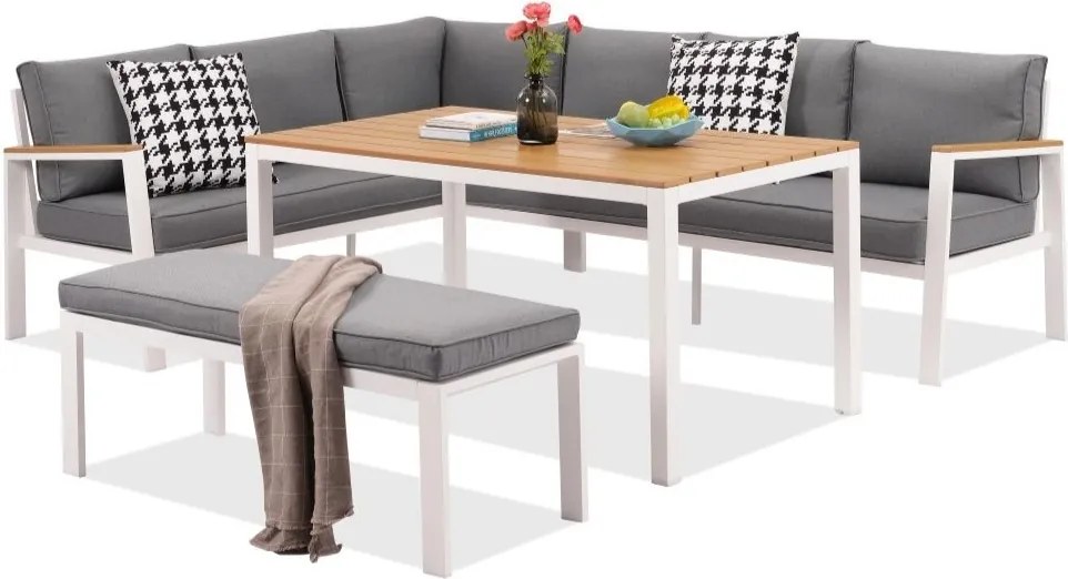 Zakintos Comida 5 hoek loungeset met bank wit Garden Point