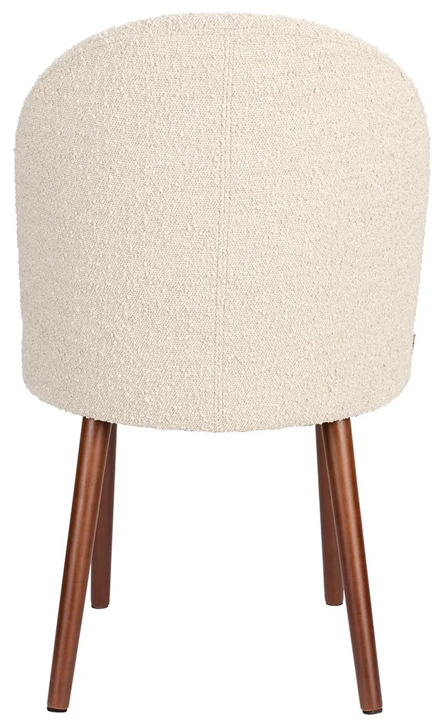 Dutchbone Barbara Boucle Beige Eetkamerstoel Met Houten Poten