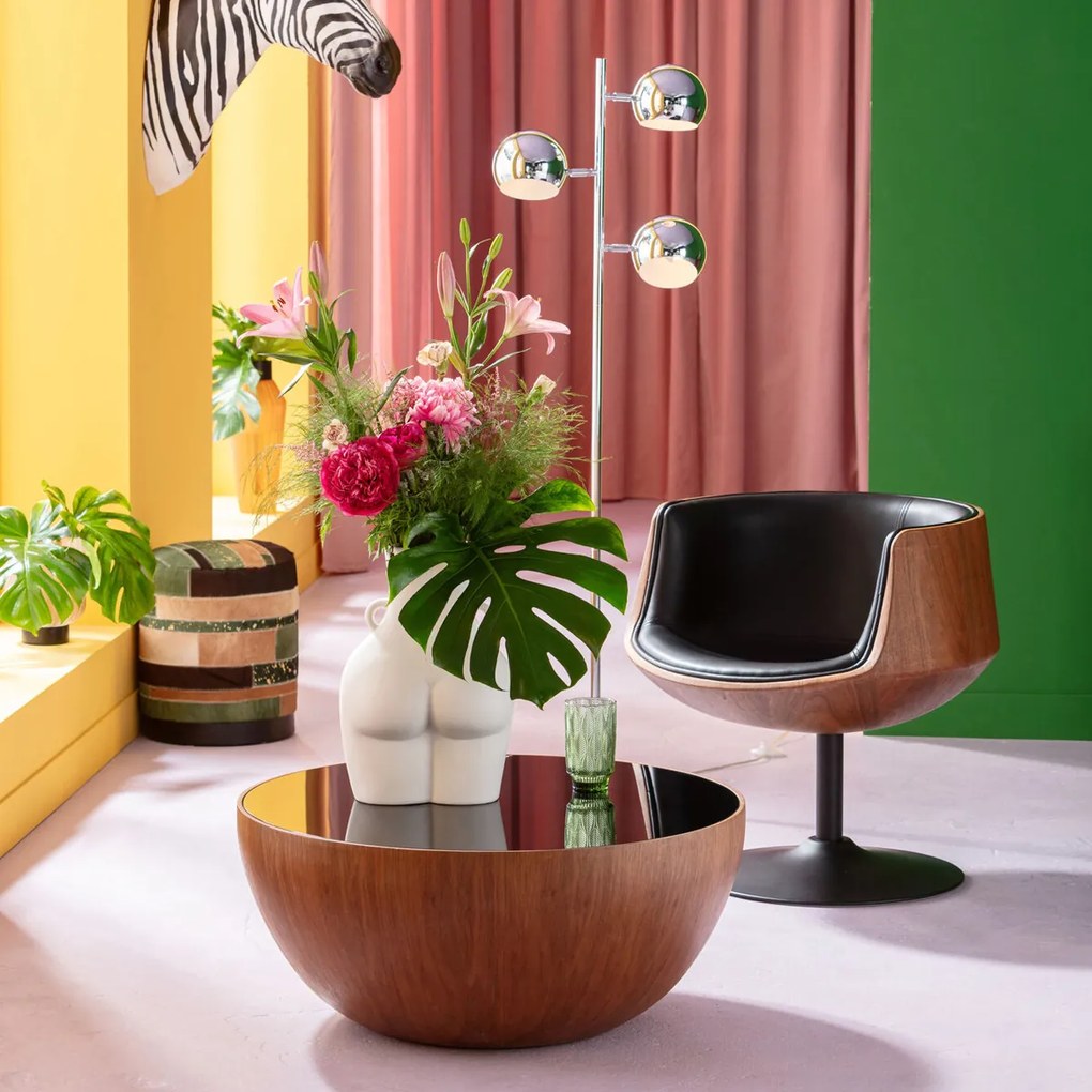 Ronde Bol Salontafel Walnoot - 80 X 80cm.
