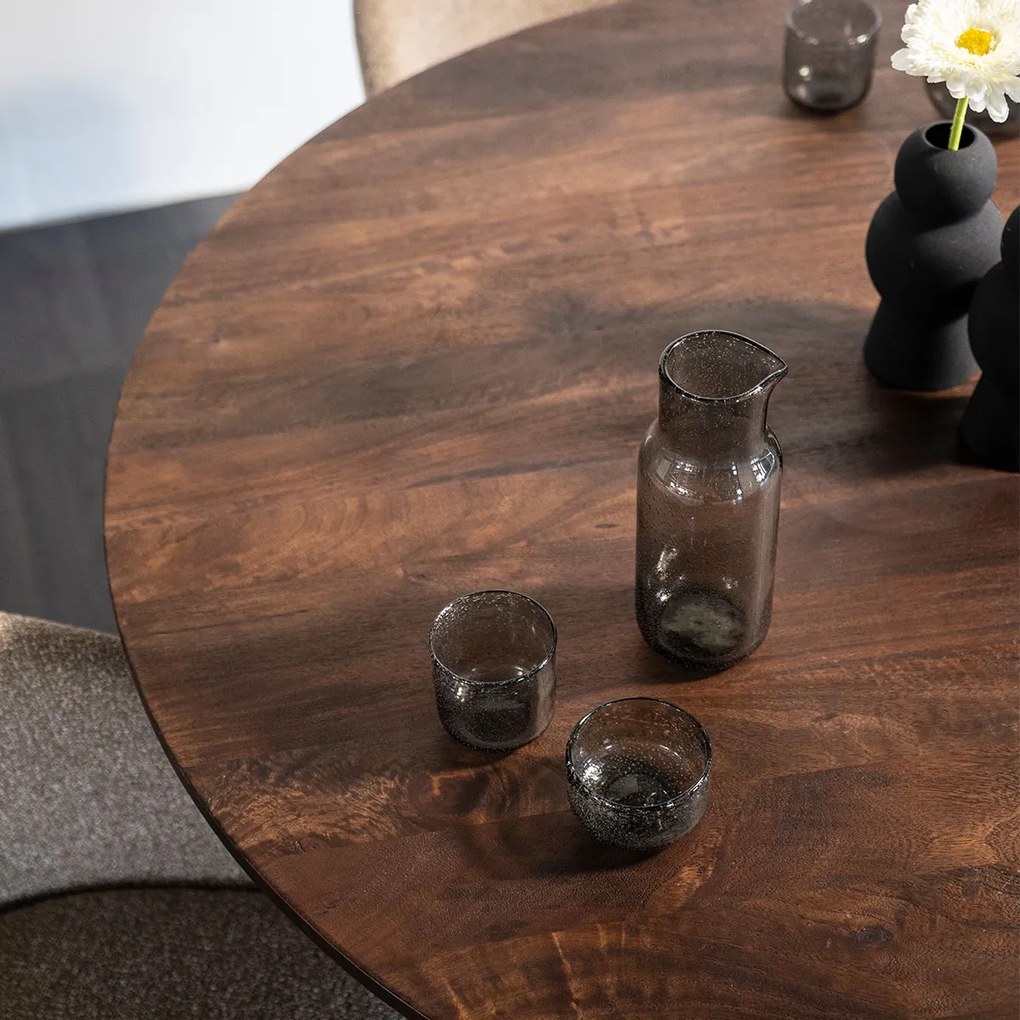 Donkerbruine Eettafel Rond 130 Cm - 130 X 130cm.