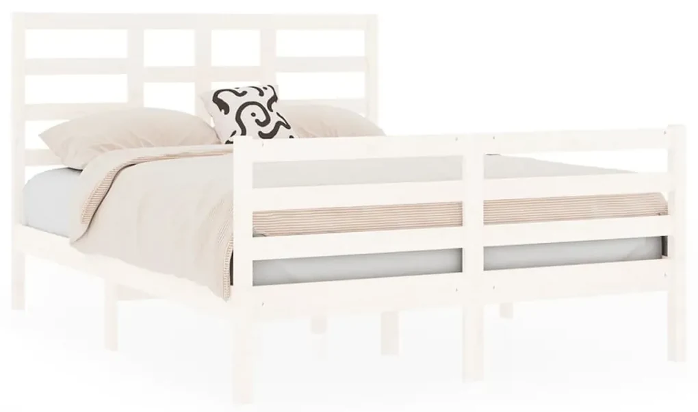 vidaXL Bedframe massief hout wit 120x190 cm 4FT Small Double