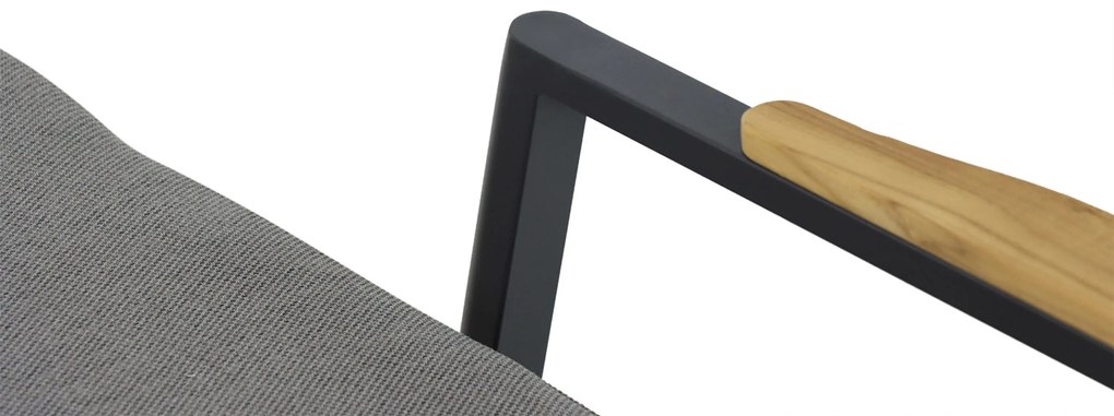 Coco Ralph Ligbed Verstelbaar Aluminium/wicker Grijs