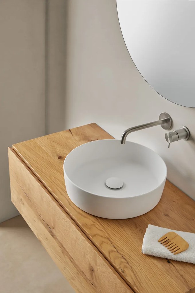 Resigres Lavabo 8003 waskom rond 40x10cm solid surface beige