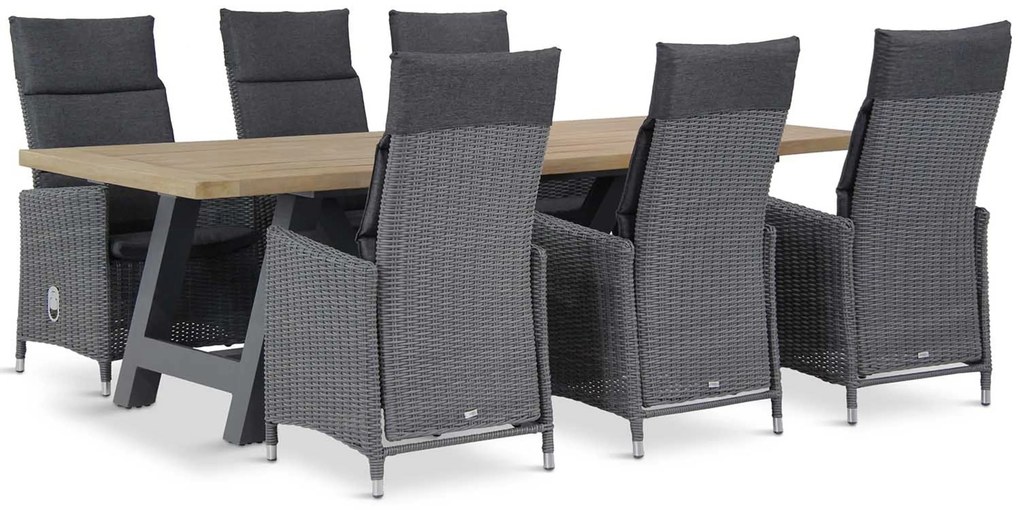 Tuinset 6 personen 260 cm Wicker Zwart Garden Collections Madera/Trente