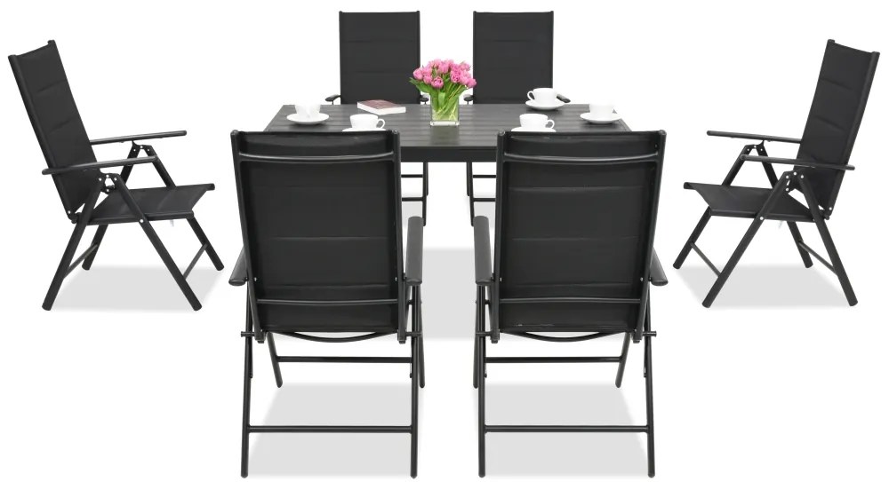 Verona polywood aluminium tuinmeubelen voor 6 personen Garden Point zwart