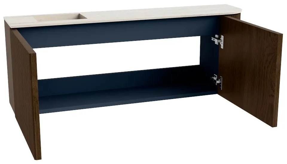 Mondiaz Joya DLux 110cm toiletmeubel ronding rechts walnut met wastafel faye links 1 kraangat meli