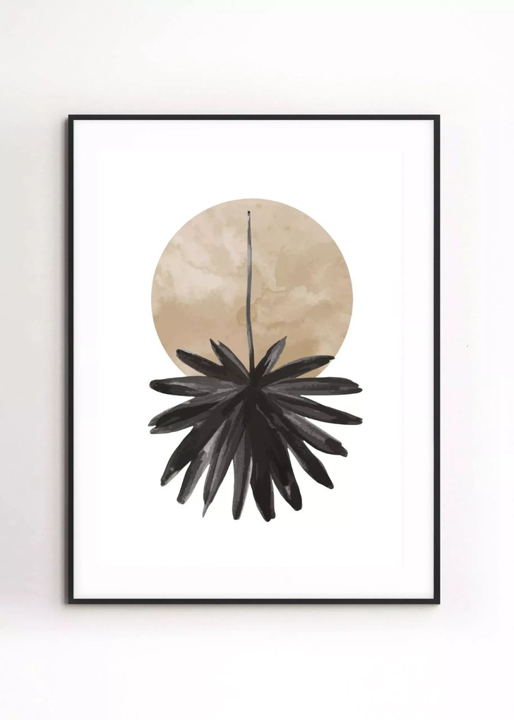 Poster Moon Art No. 1 – Papier – Crème, Goud & Zwart – Groot
